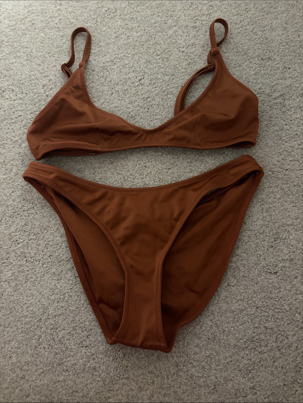 TRIANGL Women's Rust Brown Bikini Set - Minimal Triangle Top & High-Cut Bottom